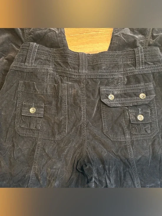 Vintage Black Corduroy cargo pants with floral embroidery, waist 30” - Picture 6 of 8